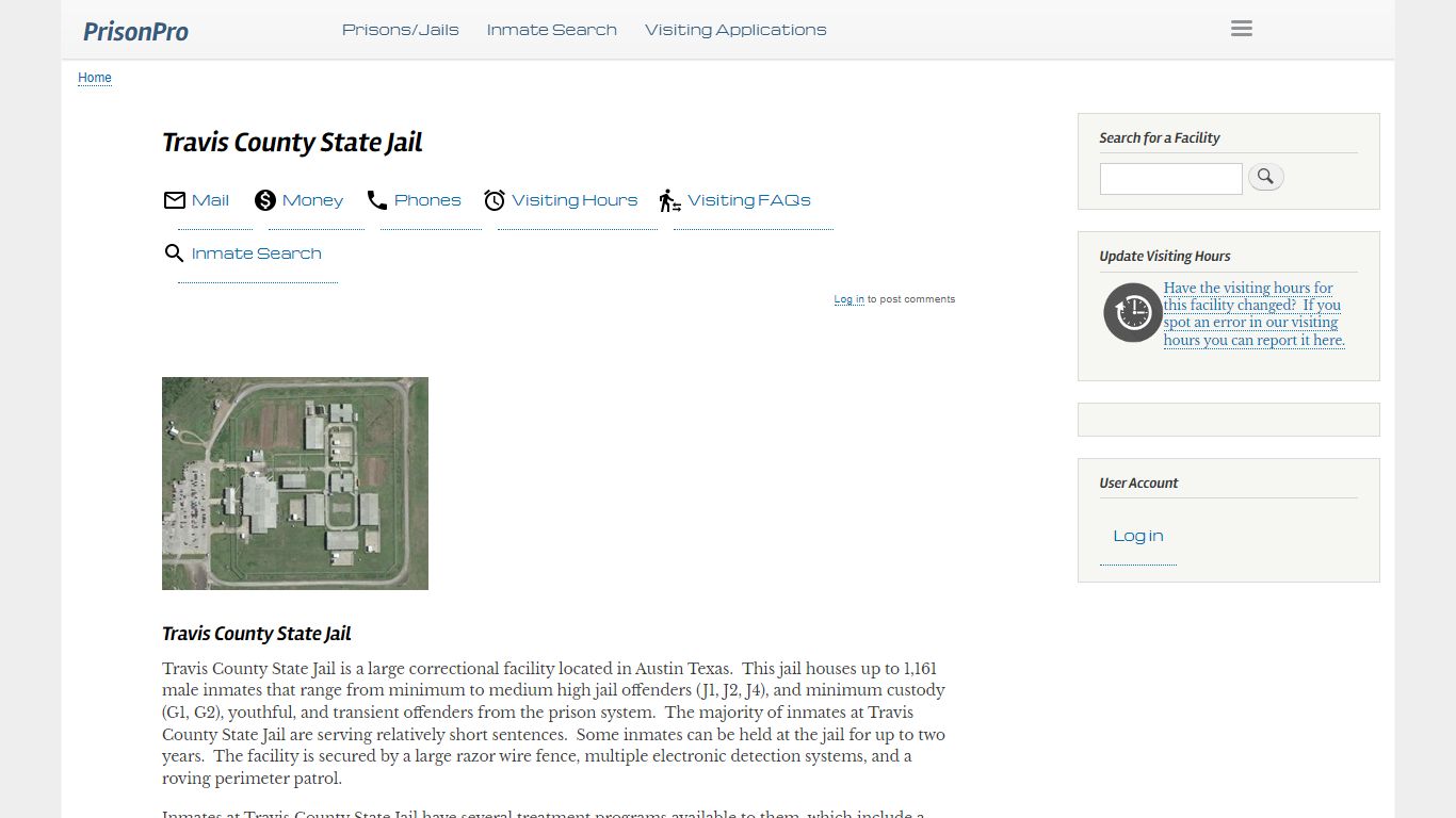 Travis County State Jail Visiting hours, inmate phones, mail - PrisonPro